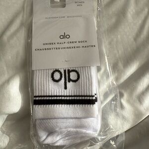 ALO Yoga White and Black Half-Crew Socks